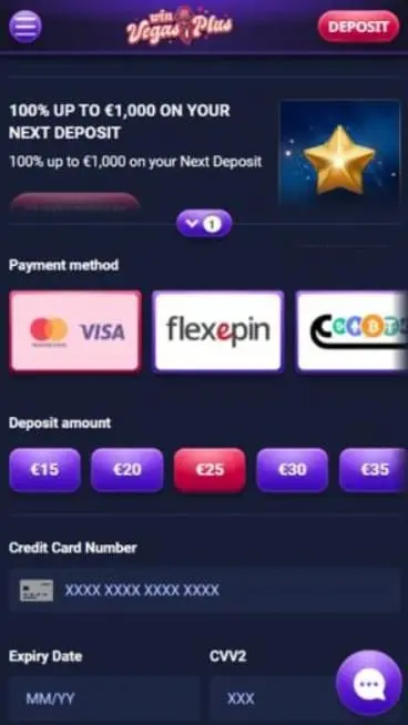 Vegasplus options de paiement.